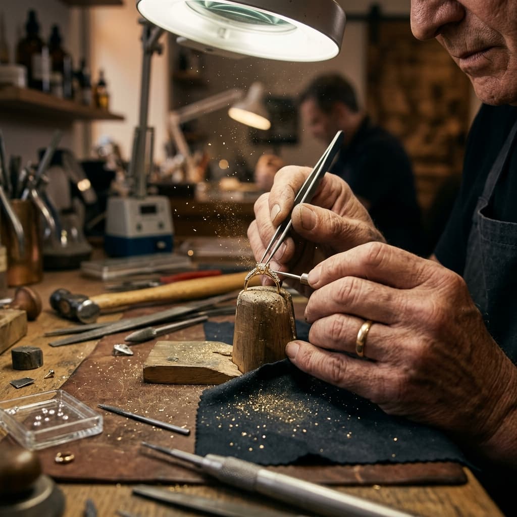 Master Goldsmith Handcrafting Bespoke Jewellery
