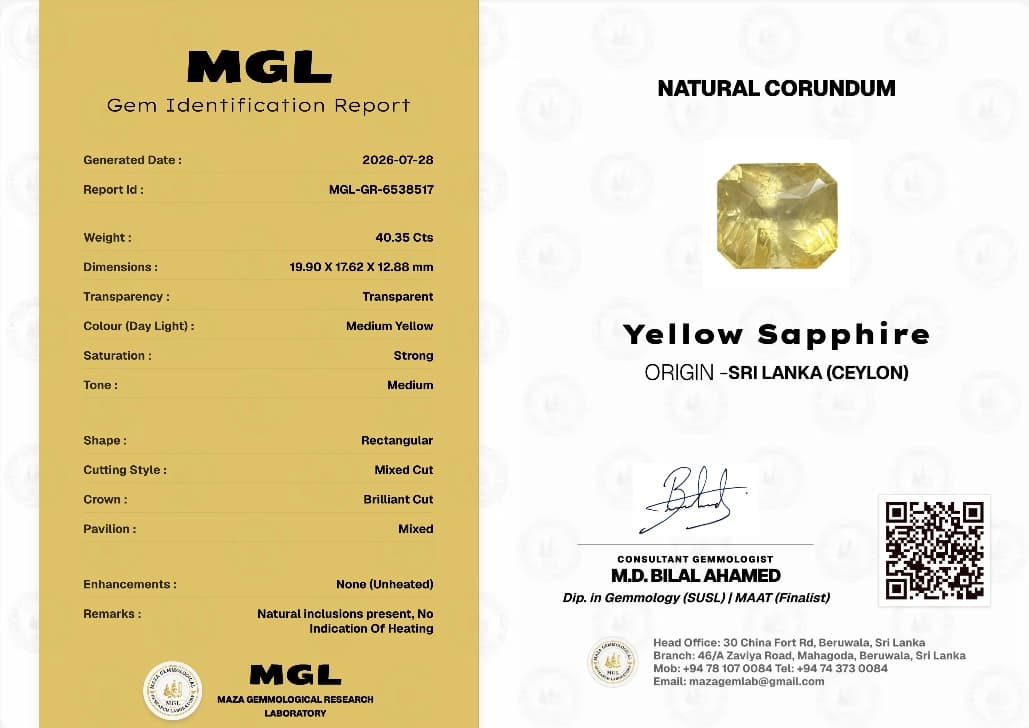 Natural UnheatedYellow Sapphire (Sri Lanka) thumbnail 2